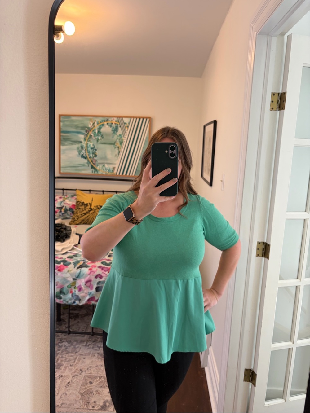 Anthropologie Green Peplum Tee